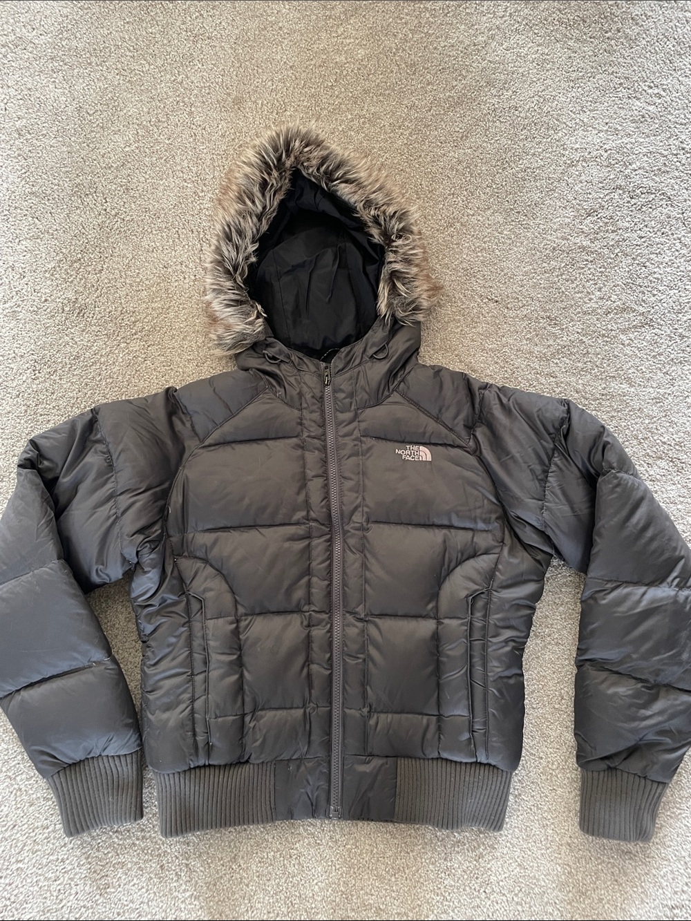 The North Face Black Kids' Faux-Fur Hooded Puffer Jacket